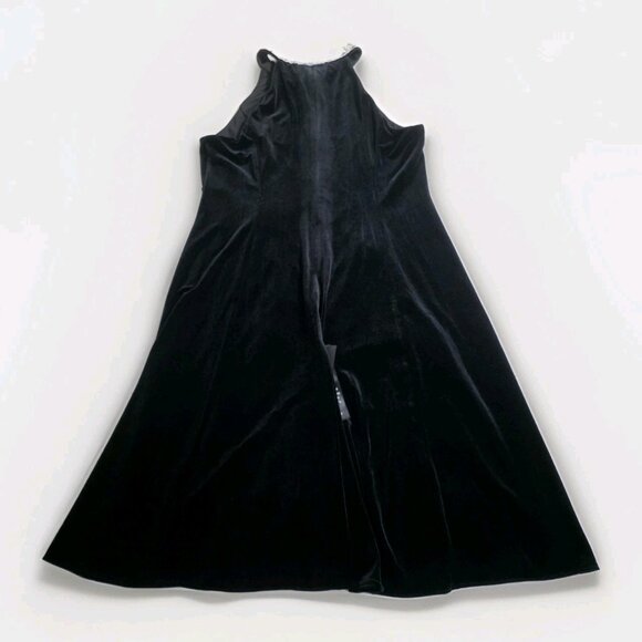 Adrianna Papell Velvet Dress Womens 14 Black Beaded Embellished Collar Stretch - Picture 16 of 16